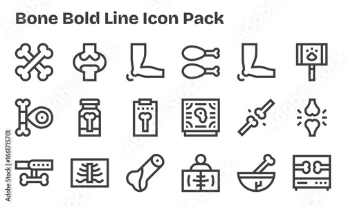 18 Icons for Bone in Bold Line Format