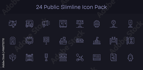 Public - 24 Slim Line Vector Illustrations