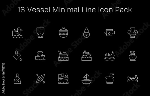 Vessel Icon Set - 18 Minimal Line Graphics