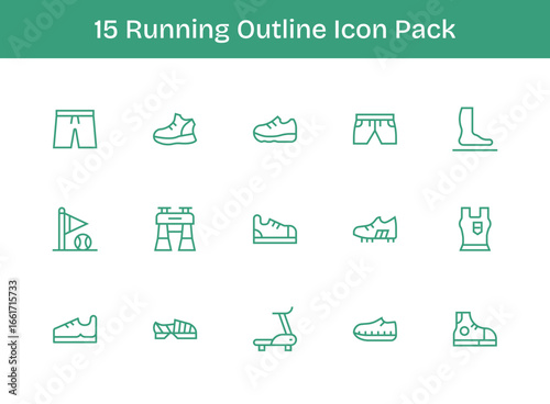 Running Design Icons - 15 in Outline Style