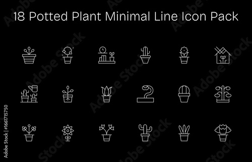 18 Icons for Potted Plant in Minimal Line Format