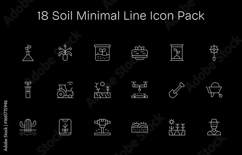 18 Minimal Line Style Icons - Soil Collection