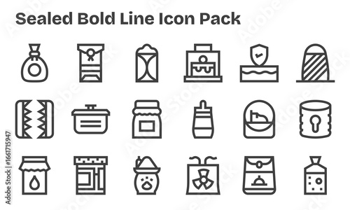 18 Icons for Sealed in Bold Line Format