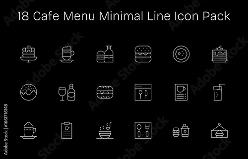18 Icons for Cafe Menu in Minimal Line Format
