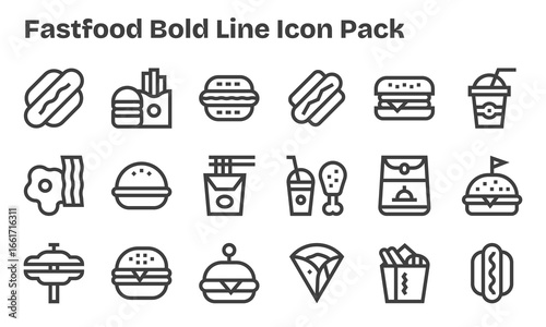 18 Bold Line Icons - Fastfood Graphics