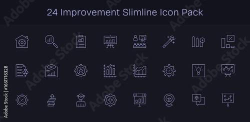 Slim Line Icons - Improvement Set with 24 Vectors
