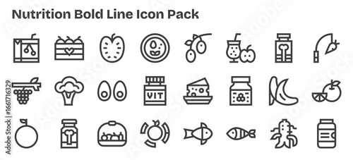 24 Icons for Nutrition in Bold Outline Format