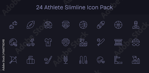 24 Slim Line Designs - Athlete Vector Icons