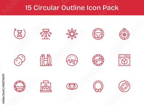 Outline Style Circular Icons - 15 Vectors