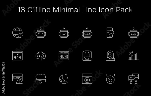 Offline Visual Pack - 18 Minimal Line Icons