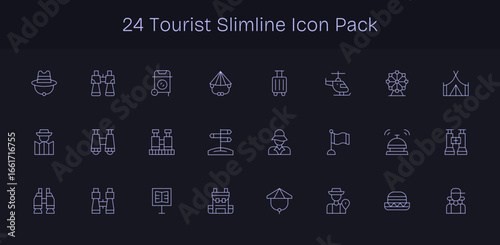 24 Slim Line Icons - Tourist Graphics