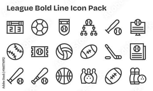 League - 18 Icons in Bold Line Design