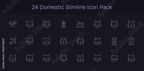24 Icons for Domestic in Slim Line Format