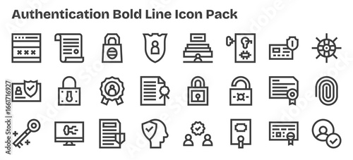 Authentication Vector Set - 24 Bold Outline Icons