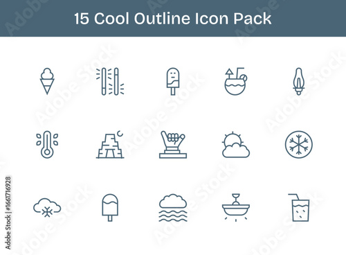 15 Icons for Cool in Outline Format