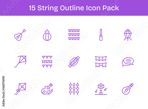 String Icon Collection - 15 Outline Designs