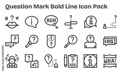 Question Mark Design Icons - 18 in Bold Line Style