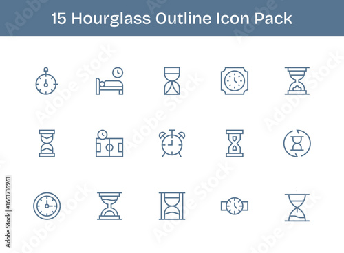 Hourglass Icon Collection - 15 Outline Designs