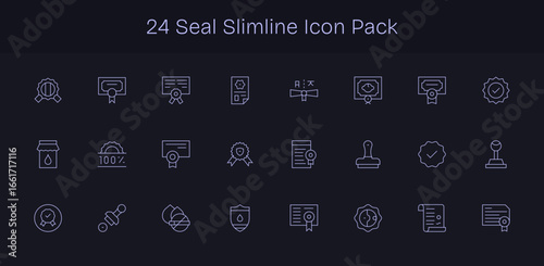 Seal Icon Set - 24 Slim Line Graphics