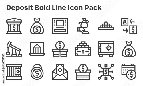 18 Icons for Deposit in Bold Line Format