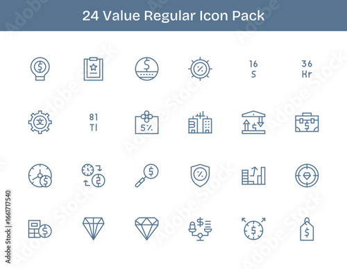 24 Icons for Value in Regular Outline Format