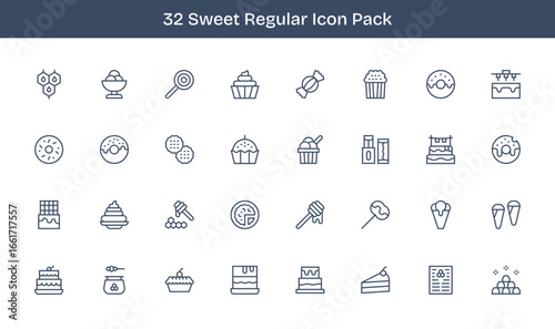 32 Regular Line Designs - Sweet Vector Icons