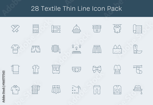 28 Thin Line Style Icons - Textile Collection