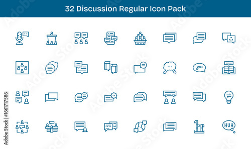 Regular Line Style Discussion Icons - 32 Vectors