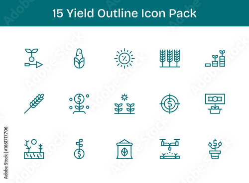 Yield Icon Set - 15 Outline Graphics