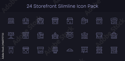 24 Slim Line Designs - Storefront Vector Icons