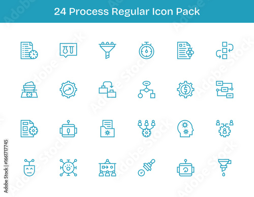 Process Icon Set - 24 Regular Outline Graphics