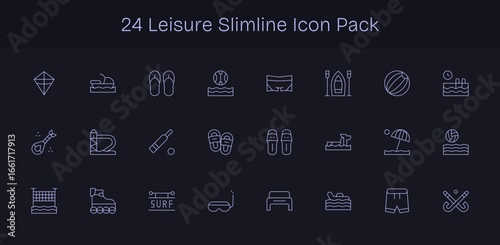 Leisure - 24 Icons in Slim Line Design