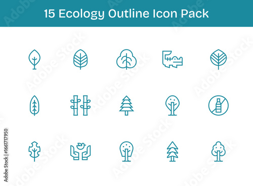 Outline Icons - Ecology Set with 15 Vectors
