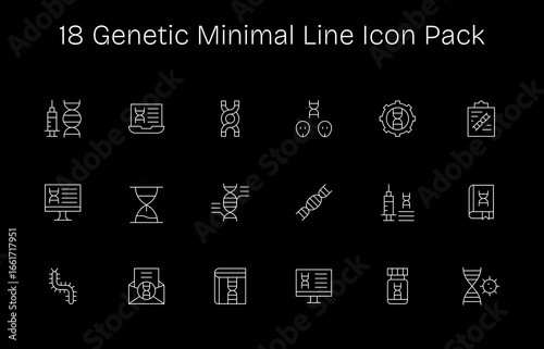 18 Minimal Line Style Icons - Genetic Collection