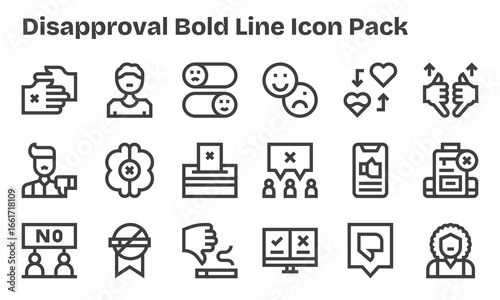 18 Icons for Disapproval in Bold Line Format