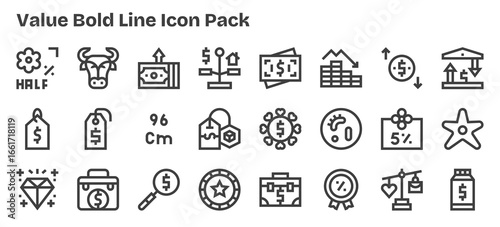 Value - 24 Bold Outline Vector Illustrations