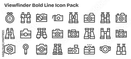 Bold Outline Icons - Viewfinder Set with 24 Vectors