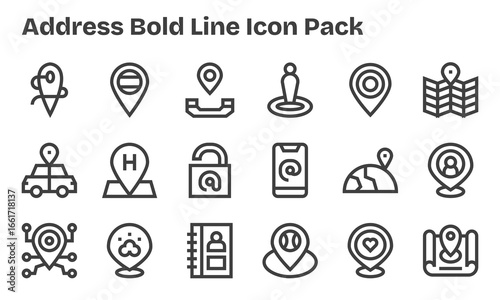 Address Visual Pack - 18 Bold Line Icons