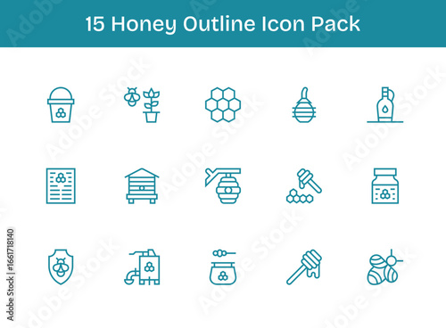 Honey Design Icons - 15 in Outline Style