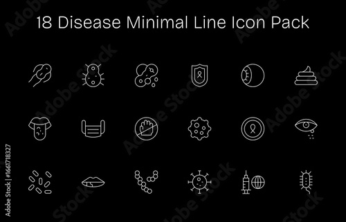 18 Icons for Disease in Minimal Line Format