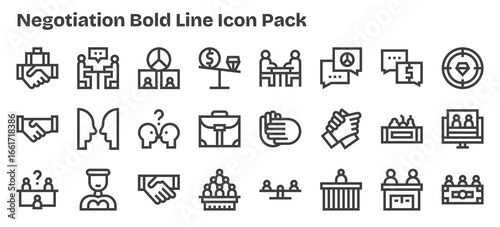 Negotiation - 24 Icons in Bold Outline Design