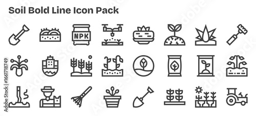 24 Soil Icons in Bold Outline Aesthetic