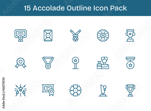 15 Icons for Accolade in Outline Format