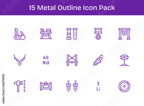 15 Outline Designs - Metal Vector Icons