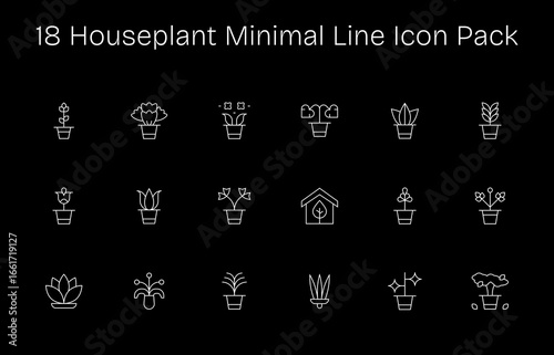 18 Minimal Line Vectors for Houseplant Theme