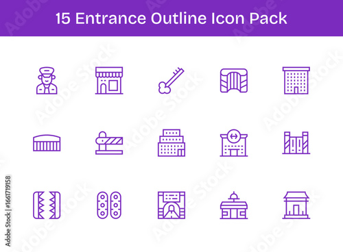 Entrance Design Icons - 15 in Outline Style