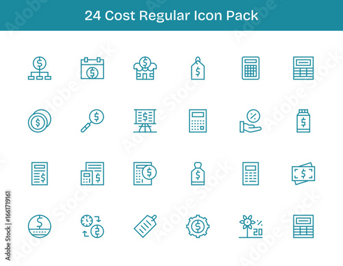 Cost - 24 Regular Outline Vector Illustrations
