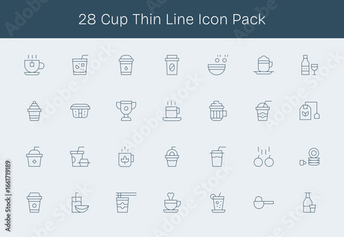 Cup - 28 Thin Line Vector Illustrations