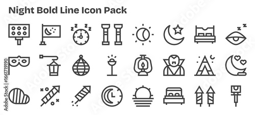 24 Bold Outline Icons - Night Graphics