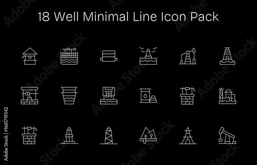Well Icon Set - 18 Minimal Line Graphics